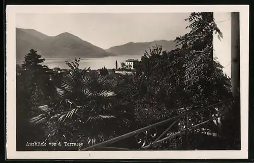 Vertreterkarte Ascona, Pension Tobler, Ausblick von der Terrasse