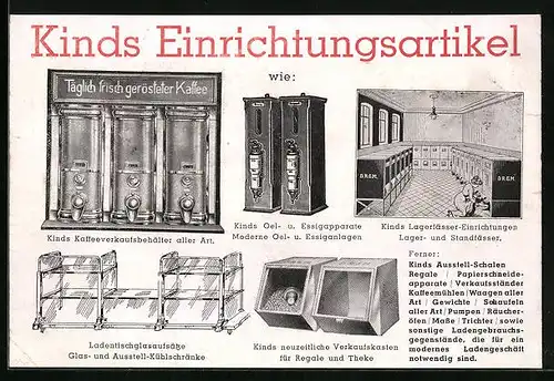 Vertreterkarte Kotthausen, Moderne Landeneinrichtung und Ladeneinrichtungsgegenstände Otto Kind