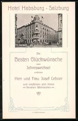 Vertreterkarte Salzburg, Hotel Habsburg, Blick auf das Hotel