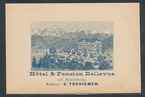 Vertreterkarte Beatenberg, Hotel & Pension Bellevue von C. Tschiemer