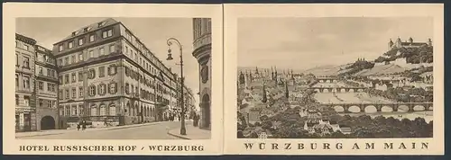 Vertreterkarte Würzburg am Main, Hotel Russischer Hof, Festsaal, Halle, Aussenfasade