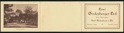 Vertreterkarte Bad Godesberg a. Rh., Hotel Godesberger Hof, Innenansicht und Aussenansichten