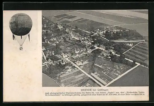 AK Weende b. Göttingen, Fliegeraufnahme vom Ballon Segler aus
