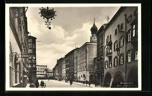 AK Rosenheim, Strassenszene auf dem Max-Josephs-Platz