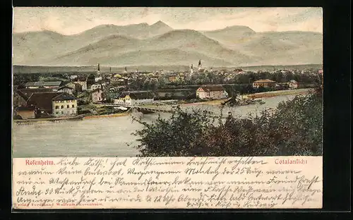 Relief-AK Rosenheim, Generalansicht der Stadt