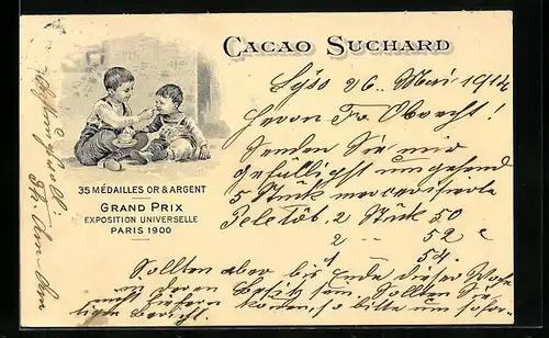 AK Cacao Suchard, Bruder füttert Geschwisterchen