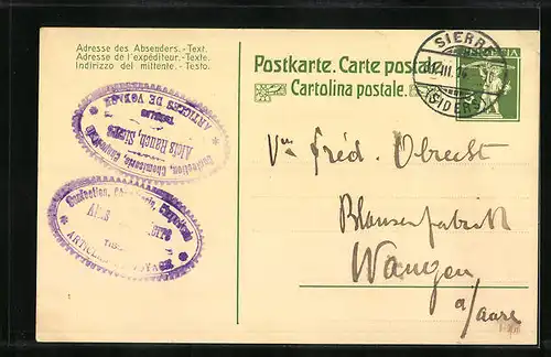 AK Chocolat Suchard, Verkleideter Mensch mit Schokoladenpackungen