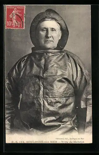 AK Boulogne-sur-Mer, Type de Matelot, Fischer im Ölzeug