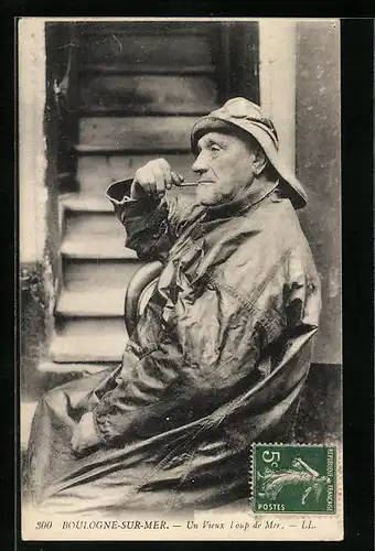 AK Boulogne-sur-Mer, Un vieux Loup de Mer, Alter Seewolf