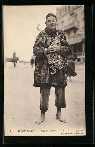 AK Berck-Plage, Type de Pecheur, Fischer am Strand