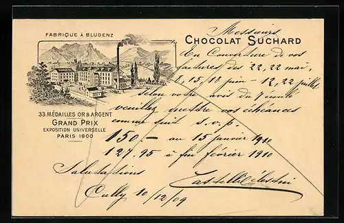 AK Bludenz, Fabrique Chocolat Suchard, Reklame