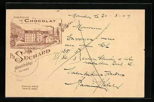 AK Bludenz, Fabrique de Chocolat Suchard, Grand Prix Paris 1900, Schokoladen-Reklame, Ganzsache