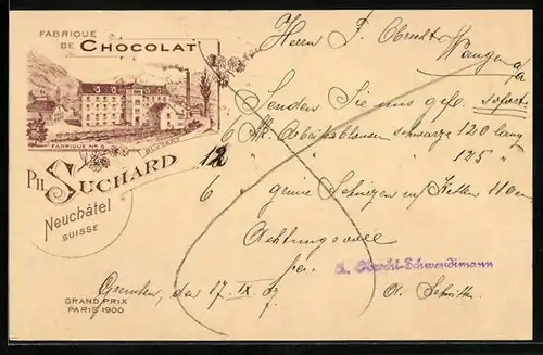 AK Bludenz, Fabrique de Chocolat Suchard, Reklame für Schokolade