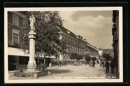 AK Murnau, Hauptstrasse mit Hotel Post