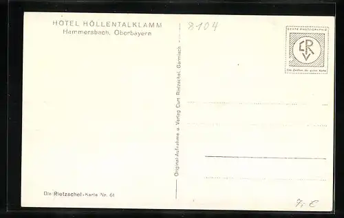 AK Hammersbach / Oberbayern, Hotel Höllentalklamm, flagge, Gr. und Kl. Waxenstein