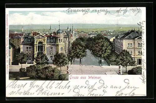 AK Weimar, Strassenpartie mit Hotel Kaiser