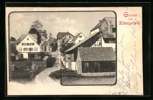 AK Königsfeld, Ortspartie mit alten Häusern