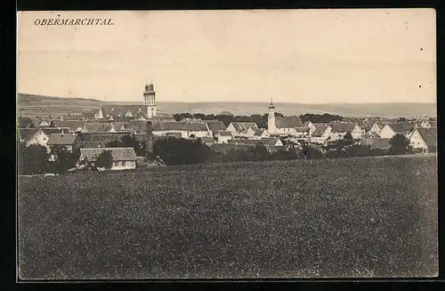 AK Obermarchtal, Panorama mit Kirche