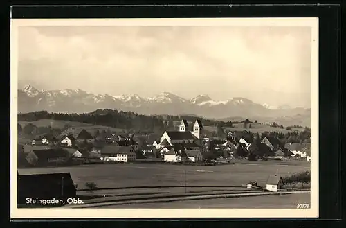 AK Steingaden /Obb., Gesamtansicht mit Alpenpanorama