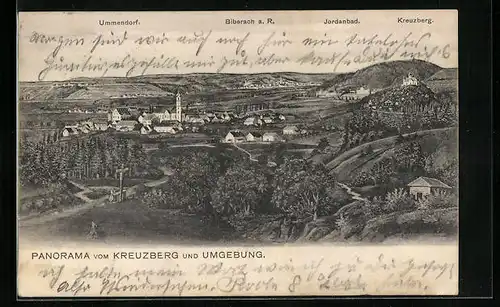 AK Ummendorf, Panorama vom Kreuzberg und Umgebung