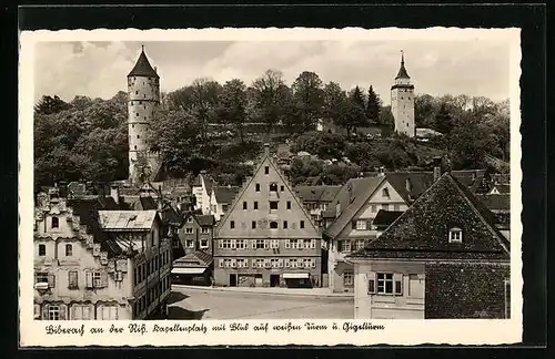 AK Biberach /Riss, Kapellenplatz mit Blick auf weissen Turm