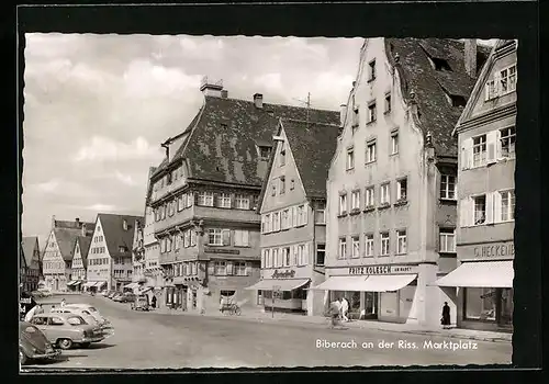 AK Biberach an der Riss, Marktplatz mit Geschäften