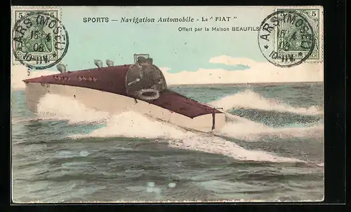 AK Sports, Navigation Automobile, Boot Fiat in Fahrt