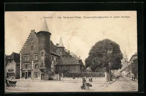 AK Markirch, Elsass-Lothringerplatz mit altem Rathaus