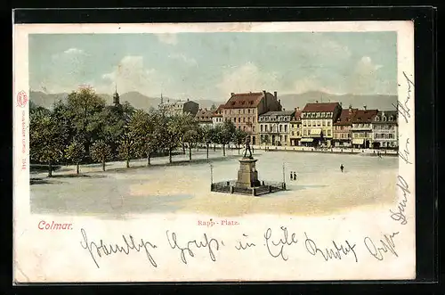 AK Colmar, Rapp-Platz mit Denkmal