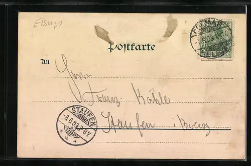 AK Colmar, Rapp-Platz mit Denkmal