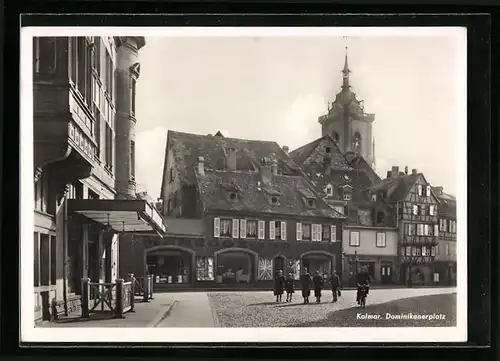 AK Colmar, Dominikanerplatz mit Geschäft