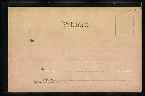 Lithographie Mülhausen, Theater, Rhein-Rhone-Kanal und neues Postgebäude, Bollwerk