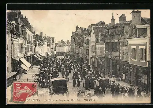 AK Romorantin, La Grande-Rue et le Marché