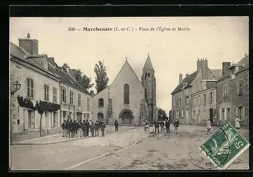 AK Marchenoir, Place de L`Eglise et Mairie