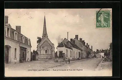 AK Chatres, Rue principale et vue de l`Eglise