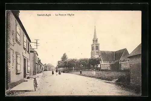 AK Saint-Agil, La Poste et l`Eglise