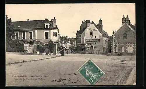 AK Romorantin, La Grande Rue vue de la Place des Halles