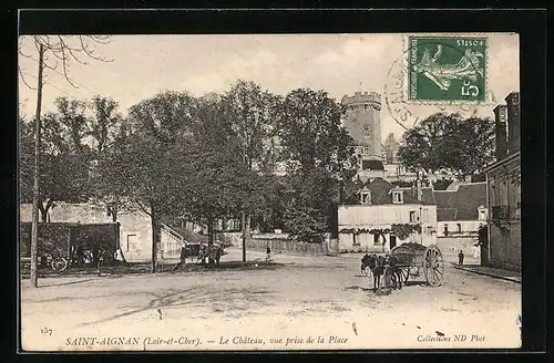 AK Saint-Aignan, Le Chateau, vue prise de la Place