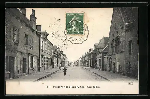 AK Villefranche-sur-Cher, Grande-Rue