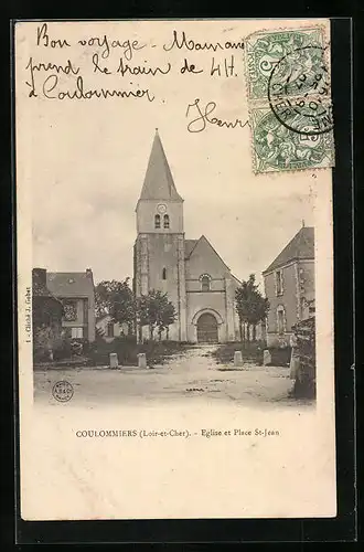 AK Coulommiers, Eglise et Place St-Jean