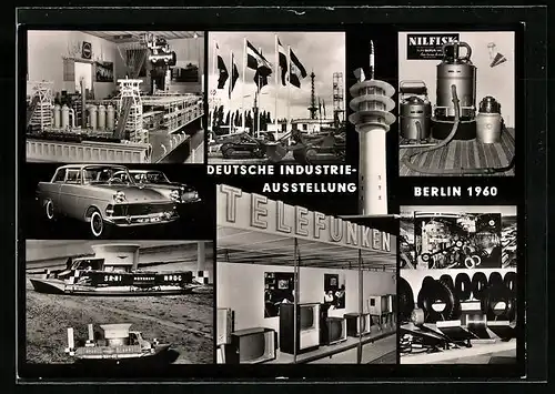 AK Berlin, Deutsche Industrie-Ausstellung 1960, Bagger, Telefunken, Staubsauger von Nilfisk