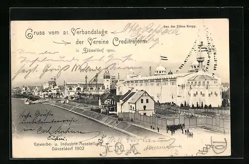 AK Düsseldorf, Gewerbe- und Industrie-Ausstellung 1902, Bau der Firma Krupp