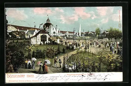 AK Düsseldorf, Ausstellung 1902, Hauptindustriehalle mit Fontaine