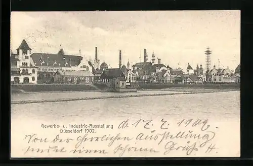 AK Düsseldorf, Gewerbe- und Industrie-Ausstellung 1902, Panoramablick