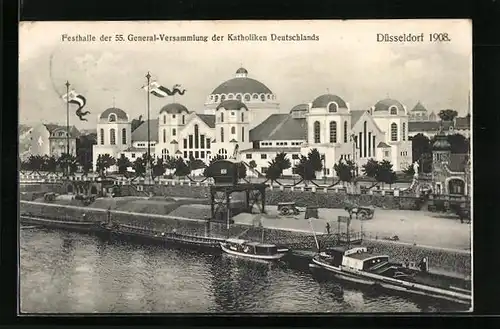 AK Düsseldorf, General-Versammlung der Katholiken Deutschlands 1908, Blick auf die Festhalle