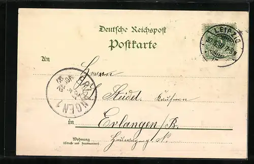 Lithographie Leipzig, Sächsisch-Thüringische Industrie & Gewerbe-Ausstellung 1897, Hauptrestaurant, Wiener Café