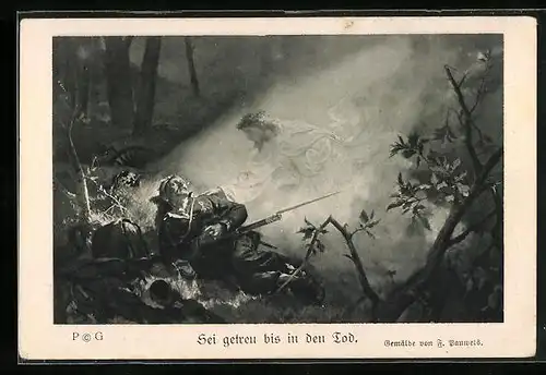 AK Jesus an der Seite eines gefallenen Soldaten, Propaganda