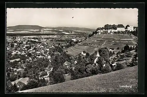 AK Lenzburg, Ortsansicht mit Kirche von Anhöhe