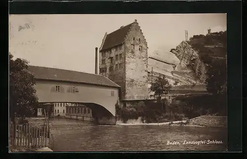 AK Baden, das Landvogtei-Schloss mit Fluss
