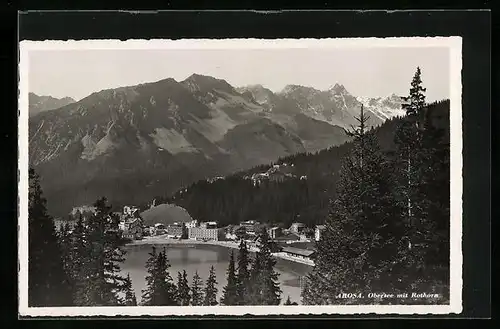 AK Arosa, Obersee mit Rothorn